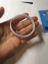 Load image into Gallery viewer, 52.1mm Certified 100% Natural icy white/gray slim round cut nephrite jade bangle PF54-0425
