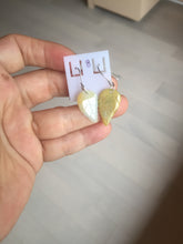 Load image into Gallery viewer, 100% natural type A yellow white jadeite jade leaf earring PC25-8
