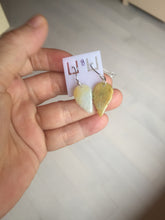 Load image into Gallery viewer, 100% natural type A yellow white jadeite jade leaf earring PC25-8
