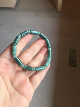 Load image into Gallery viewer, Size 50-58mm 100% Natural Type A Dark Green Blue Guatemala Jadeite Jade Cylinder &amp; Round Bead Bracelet Group BS169
