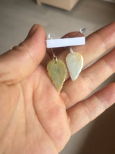 Load image into Gallery viewer, 100% natural type A yellow white jadeite jade leaf earring PC25-8
