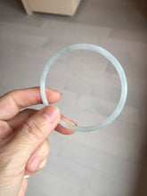 Load image into Gallery viewer, 59mm certifide Type A 100% Natural light green white skinny round cut Jadeite Jade bangle AZ178-0515
