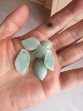 Load image into Gallery viewer, 100% natural type A sunny green jadeite jade Willow leaf/petal pendant group AC80
