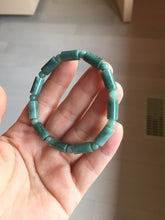 Load image into Gallery viewer, Size 50-58mm 100% Natural Type A Dark Green Blue Guatemala Jadeite Jade Cylinder &amp; Round Bead Bracelet Group BS169
