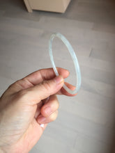 Load image into Gallery viewer, 59mm certifide Type A 100% Natural light green white skinny round cut Jadeite Jade bangle AZ178-0515
