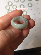 Load image into Gallery viewer, Size 6 1/2-9 100% natural type A white light green broad jadeite jade band ring PA253
