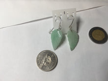 Load image into Gallery viewer, 100% natural type A white sunny green jadeite jade leaf earring PC25-1

