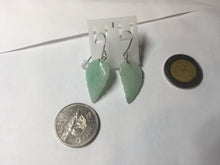 Load image into Gallery viewer, 100% natural type A white sunny green jadeite jade leaf earring PC25-1
