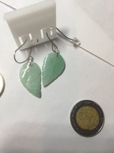 Load image into Gallery viewer, 100% natural type A white sunny green jadeite jade leaf earring PC25-1
