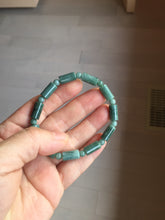 Load image into Gallery viewer, Size 50-58mm 100% Natural Type A Dark Green Blue Guatemala Jadeite Jade Cylinder &amp; Round Bead Bracelet Group BS169
