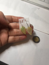 Load image into Gallery viewer, 100% natural type A yellow sunny green(阳绿+黄翡) jadeite jade leaf earring PC25-2

