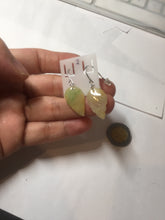 Load image into Gallery viewer, 100% natural type A yellow sunny green(阳绿+黄翡) jadeite jade leaf earring PC25-2
