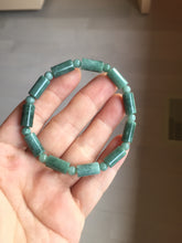 Load image into Gallery viewer, Size 50-58mm 100% Natural Type A Dark Green Blue Guatemala Jadeite Jade Cylinder &amp; Round Bead Bracelet Group BS169
