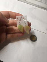 Load image into Gallery viewer, 100% natural type A yellow sunny green(阳绿+黄翡) jadeite jade leaf earring PC25-2
