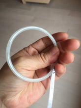 Load image into Gallery viewer, 59mm certifide Type A 100% Natural light green white skinny round cut Jadeite Jade bangle AZ178-0515
