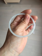 Load image into Gallery viewer, 59mm certifide Type A 100% Natural light green white skinny round cut Jadeite Jade bangle AZ178-0515
