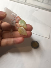 Load image into Gallery viewer, 100% natural type A yellow sunny green(阳绿+黄翡) jadeite jade leaf earring PC25-2
