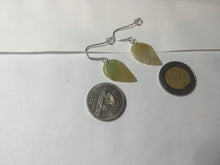 Load image into Gallery viewer, 100% natural type A yellow sunny green(阳绿+黄翡) jadeite jade leaf earring PC25-2
