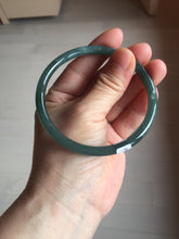 Load image into Gallery viewer, 61mm Certified Type A 100% Natural dark green/blue/gray with Guatemala slim round cut Jadeite bangle PE53-7041
