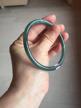 Load image into Gallery viewer, 61mm Certified Type A 100% Natural dark green/blue/gray with Guatemala slim round cut Jadeite bangle PE53-7041
