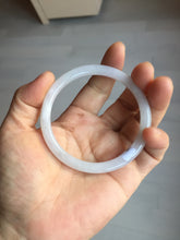 Load image into Gallery viewer, 55.5mm 100% natural Type A icy watery light purple white slim round cut jadeite jade bangle BM106-4527

