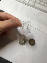 Load image into Gallery viewer, 100% natural type A white purple jadeite jade leaf earring PC25-3

