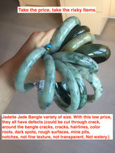 Load image into Gallery viewer, 54-59mm certified Type A 100% Natural dark green/white/black Jadeite Jade bangle group with defects GL51
