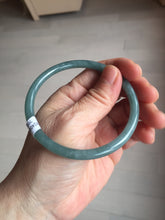 Load image into Gallery viewer, 60mm Certified Type A 100% Natural dark green/blue/gray with Guatemala slim round cut Jadeite bangle PE52-7052
