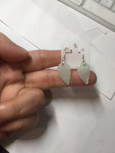 Load image into Gallery viewer, 100% natural type A icy watery light green jadeite jade leaf earring PC25-5
