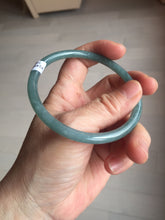 Load image into Gallery viewer, 60mm Certified Type A 100% Natural dark green/blue/gray with Guatemala slim round cut Jadeite bangle PE52-7052
