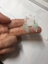 Load image into Gallery viewer, 100% natural type A icy watery light green jadeite jade leaf earring PC25-5
