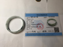 Load image into Gallery viewer, 53mm certified 100% natural Type A light green white with green floating flowers thin jadeite bangle PF56-5636
