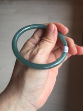 Load image into Gallery viewer, 56.5mm Certified Type A 100% Natural dark green/blue/gray Guatemala slim round cut Jadeite bangle PE51-7057
