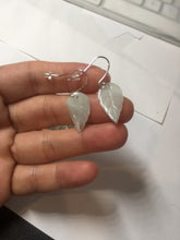 Load image into Gallery viewer, 100% natural type A icy watery light green jadeite jade leaf earring PC25-5
