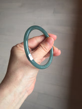 Load image into Gallery viewer, 56.5mm Certified Type A 100% Natural dark green/blue/gray Guatemala slim round cut Jadeite bangle PE51-7057
