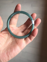 Load image into Gallery viewer, 56.5mm Certified Type A 100% Natural dark green/blue/gray Guatemala slim round cut Jadeite bangle PE51-7057
