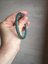 Load image into Gallery viewer, 56.5mm Certified Type A 100% Natural dark green/blue/gray Guatemala slim round cut Jadeite bangle PE51-7057
