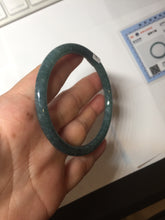 Load image into Gallery viewer, 59.2mm Certified Type A 100% Natural deep sea dark green/blue/gray/black snowy Guatemala slim round cut Jadeite bangle PC105-1029
