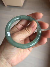 Load image into Gallery viewer, 53.6mm Certified 100% natural Type A dark green gray black(冰油青) round cut jadeite jade bangle AZ176-0514
