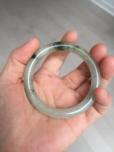 Load image into Gallery viewer, 51.5mm certified 100% natural Type A light green yellow with floating seaweed round cut jadeite jade bangle BM64-6613
