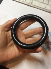 Load image into Gallery viewer, 62.6mm certified 100% Natural black meteorite chubby round cut nephrite(墨玉 MoYu) bangle HN94-6438
