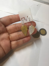 Load image into Gallery viewer, 100% natural type A yellow white jadeite jade leaf earring PC25-8

