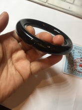 Load image into Gallery viewer, 62.6mm certified 100% Natural black meteorite chubby round cut nephrite(墨玉 MoYu) bangle HN94-6438
