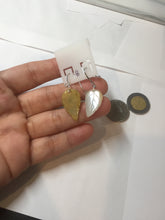 Load image into Gallery viewer, 100% natural type A yellow white jadeite jade leaf earring PC25-8
