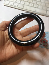 Load image into Gallery viewer, 62.6mm certified 100% Natural black meteorite chubby round cut nephrite(墨玉 MoYu) bangle HN94-6438
