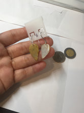 Load image into Gallery viewer, 100% natural type A yellow white jadeite jade leaf earring PC25-8
