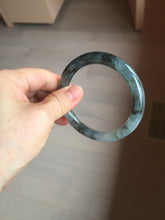 Load image into Gallery viewer, 56mm Certified Type A 100% Natural icy watery dark green/purple/gray round cut Jadeite bangle AA130-6924
