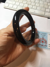 Load image into Gallery viewer, 62.6mm certified 100% Natural black meteorite chubby round cut nephrite(墨玉 MoYu) bangle HN94-6438
