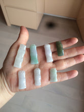 Load image into Gallery viewer, 100% Natural type A green/white/purple Jadeite Jade bamboo pendant group AC81
