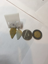 Load image into Gallery viewer, 100% natural type A yellow white jadeite jade leaf earring PC25-8
